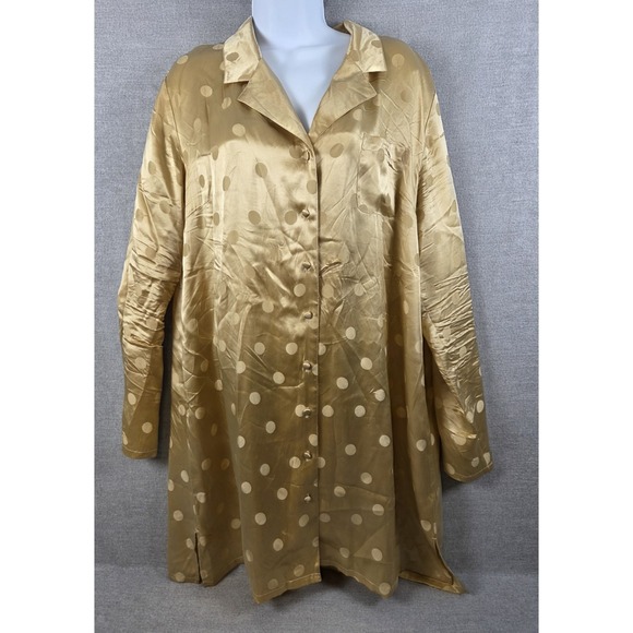 Bloomingdale's Other - Bloomingdales Silk Sleep Shirt L Golden Dots Romantic Old Money Pajama Lounge